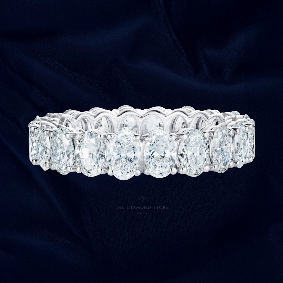 LUXE 4.00ct Lab Diamond Chloe Eternity Ring with IGI Certified Oval-Cut Diamonds in 18K White Gold
