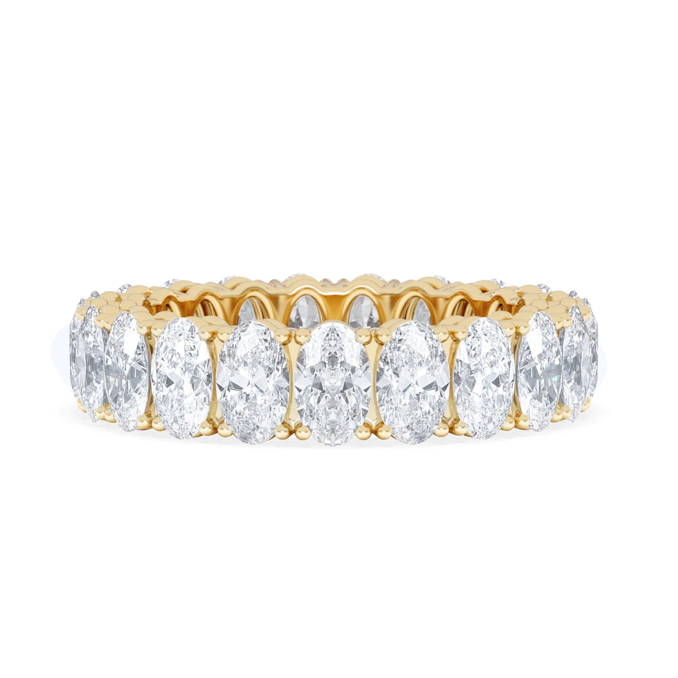 LUXE 4.00ct Lab Diamond Eternity Ring with IGI Certified Oval-Cut Diamonds in 18K Yellow Gold