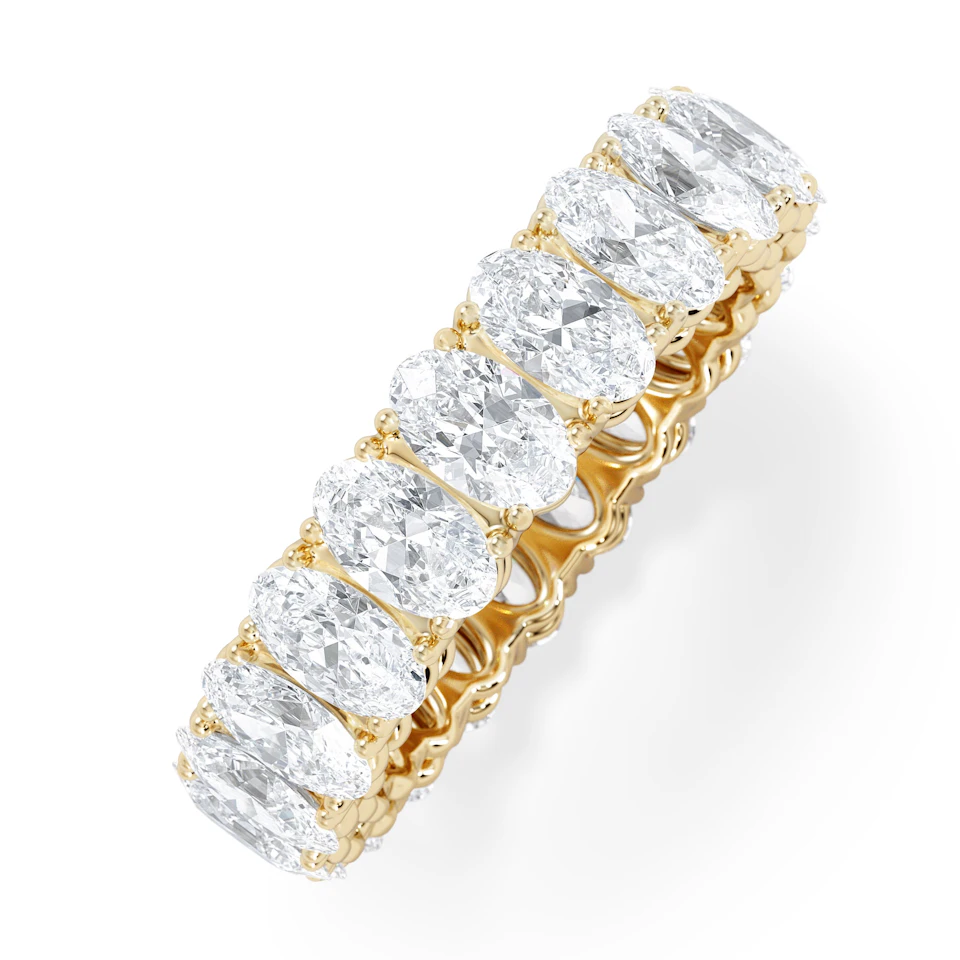 LUXE 4.00ct Lab Diamond Eternity Ring with IGI Certified Oval-Cut Diamonds in 18K Yellow Gold