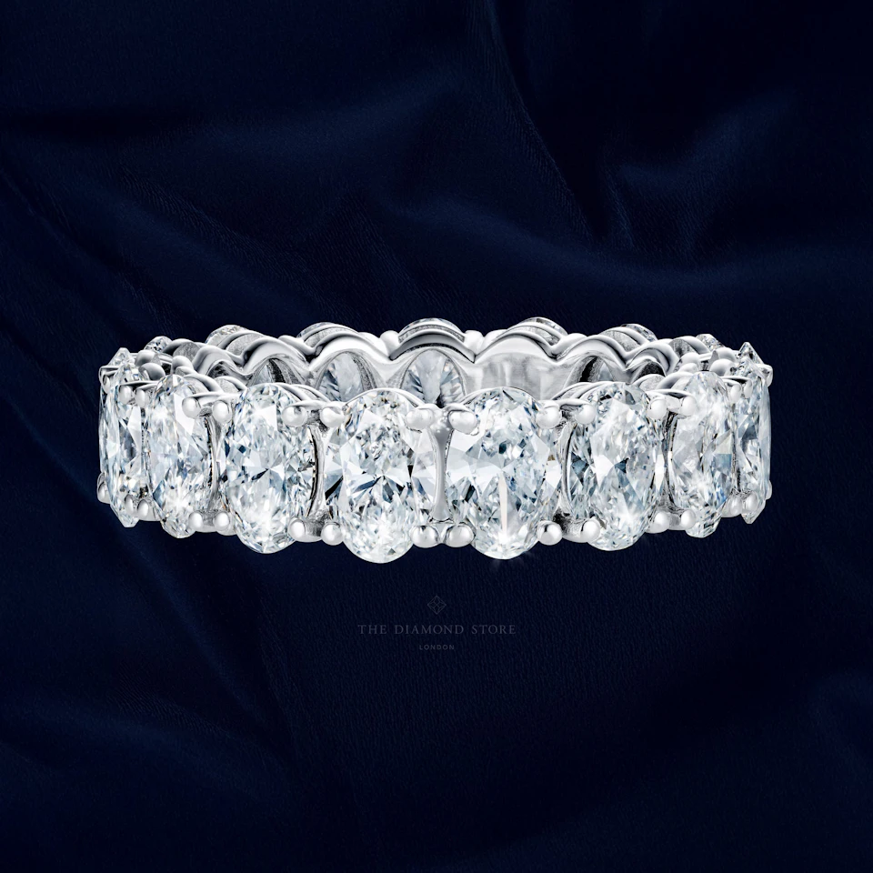LUXE 5.00ct Lab Diamond Chloe Eternity Ring with IGI Certified Oval-Cut Diamonds in 18K White Gold