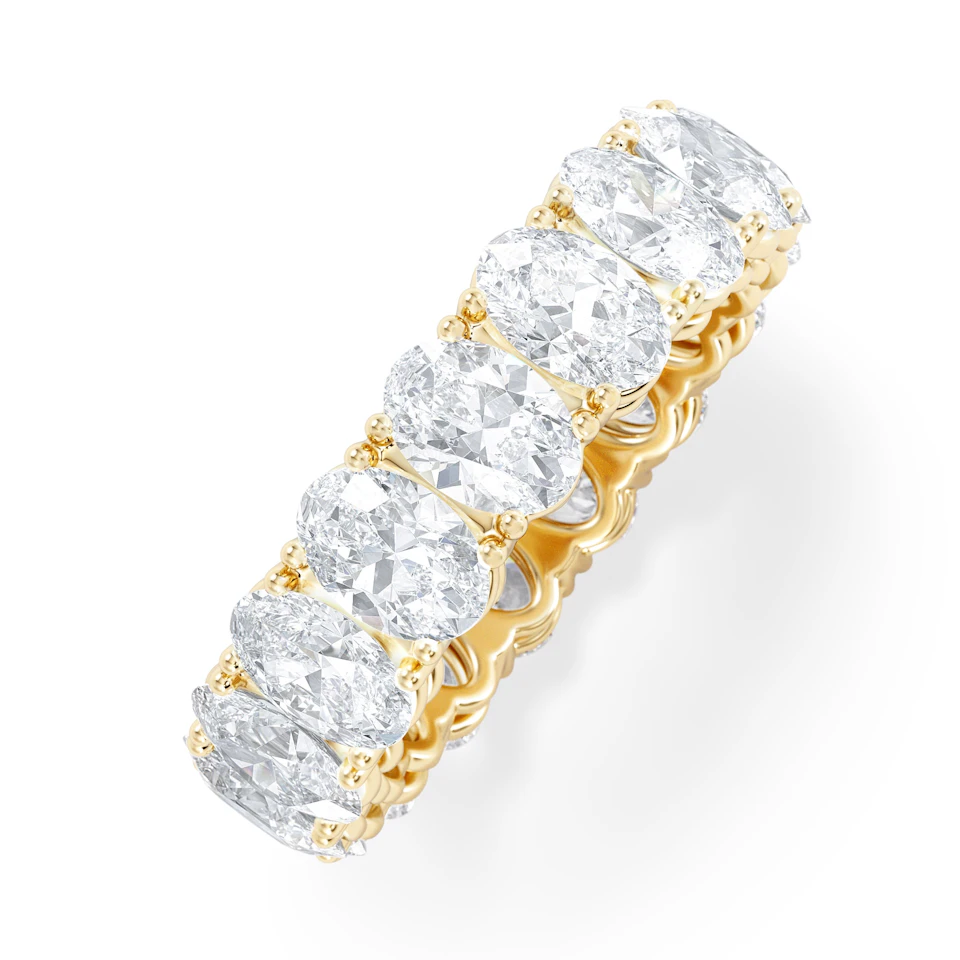 LUXE 5.00ct Lab Diamond Eternity Ring with IGI Certified Oval-Cut Diamonds in 18K Yellow Gold