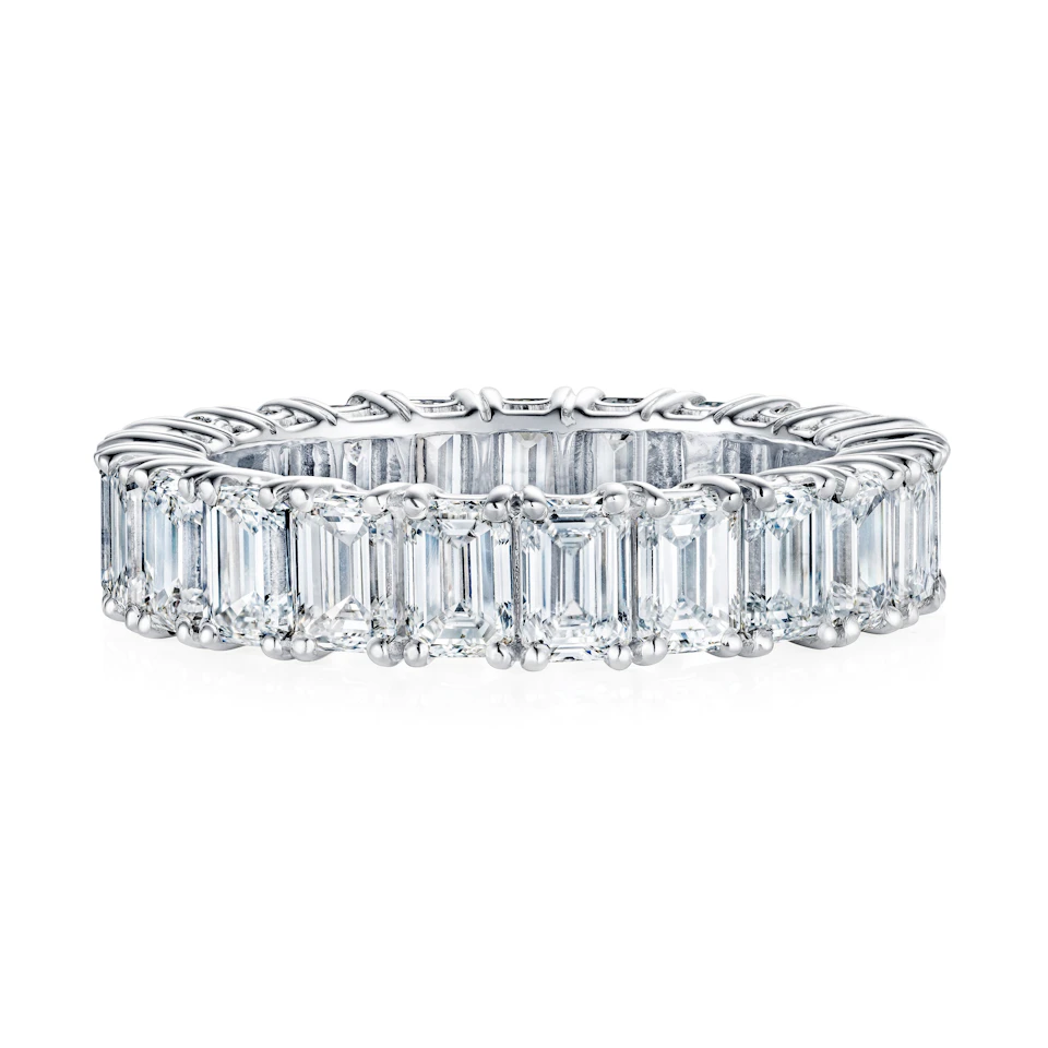 LUXE 5.00ct Lab Diamond Chloe Eternity Ring with IGI Certified Emerald-Cut Diamonds in 18K White Gold
