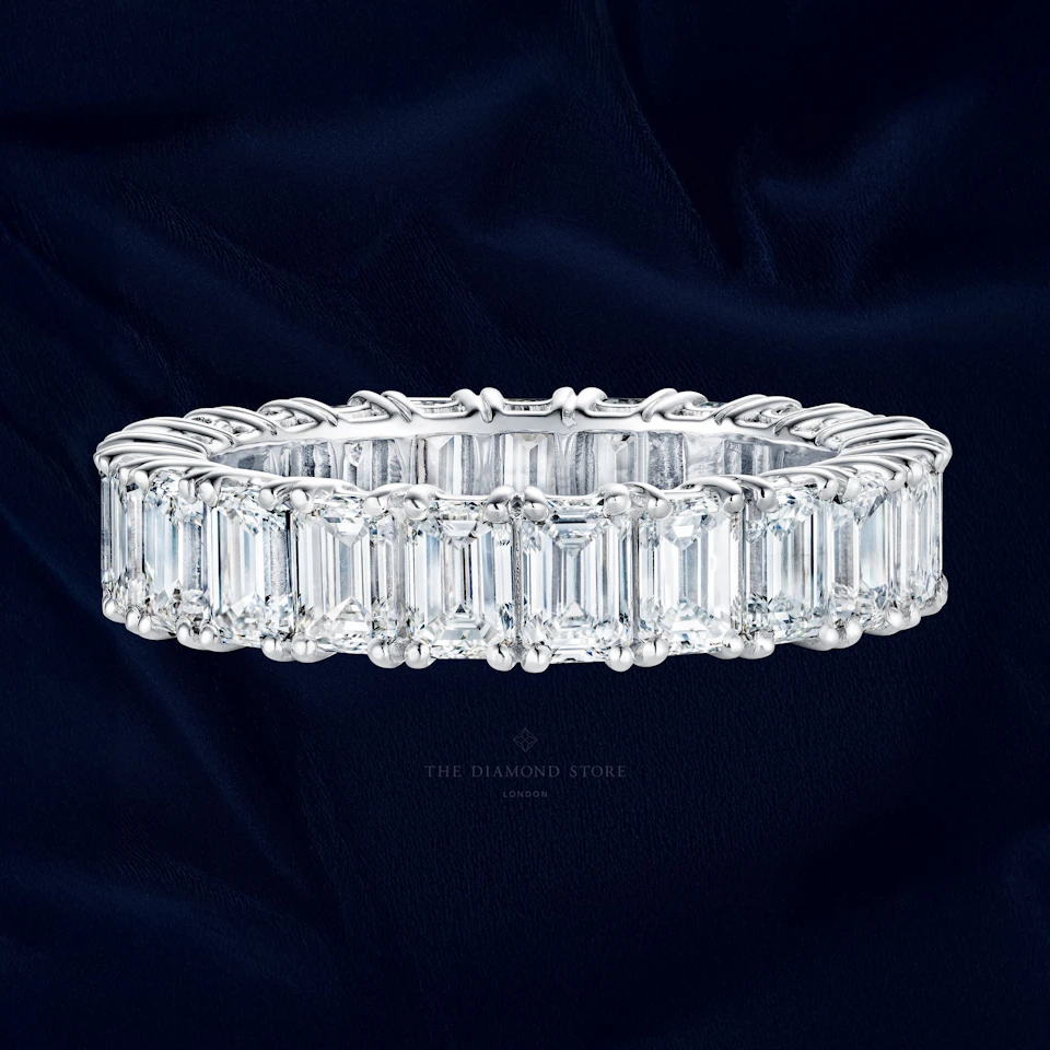 LUXE 5.00ct Lab Diamond Chloe Eternity Ring with IGI Certified Emerald-Cut Diamonds in 18K White Gold