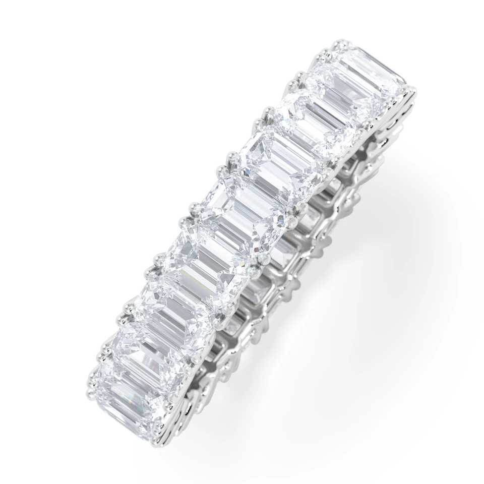 LUXE 5.00ct Lab Diamond Eternity Ring with IGI Certified Emerald-Cut Diamonds in 18K White Gold