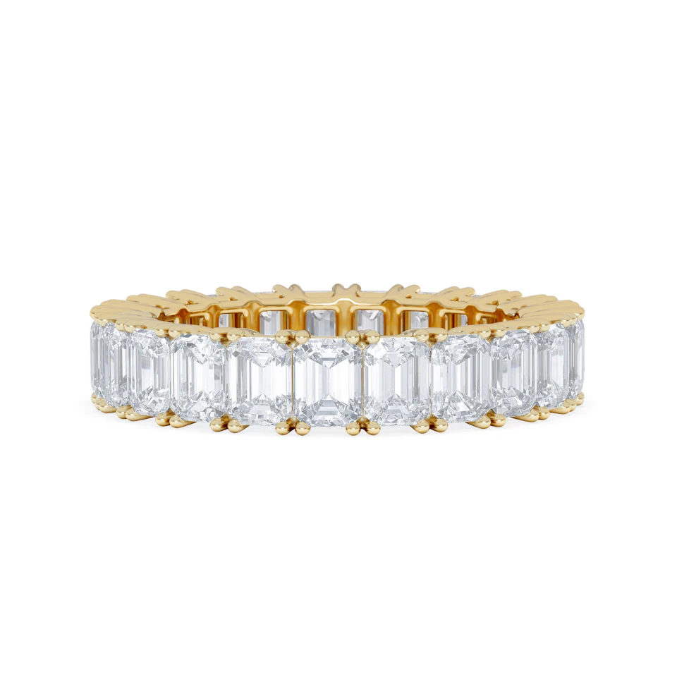 LUXE 5.00ct Lab Diamond Eternity Ring with IGI Certified Emerald-Cut Diamonds in 18K Yellow Gold