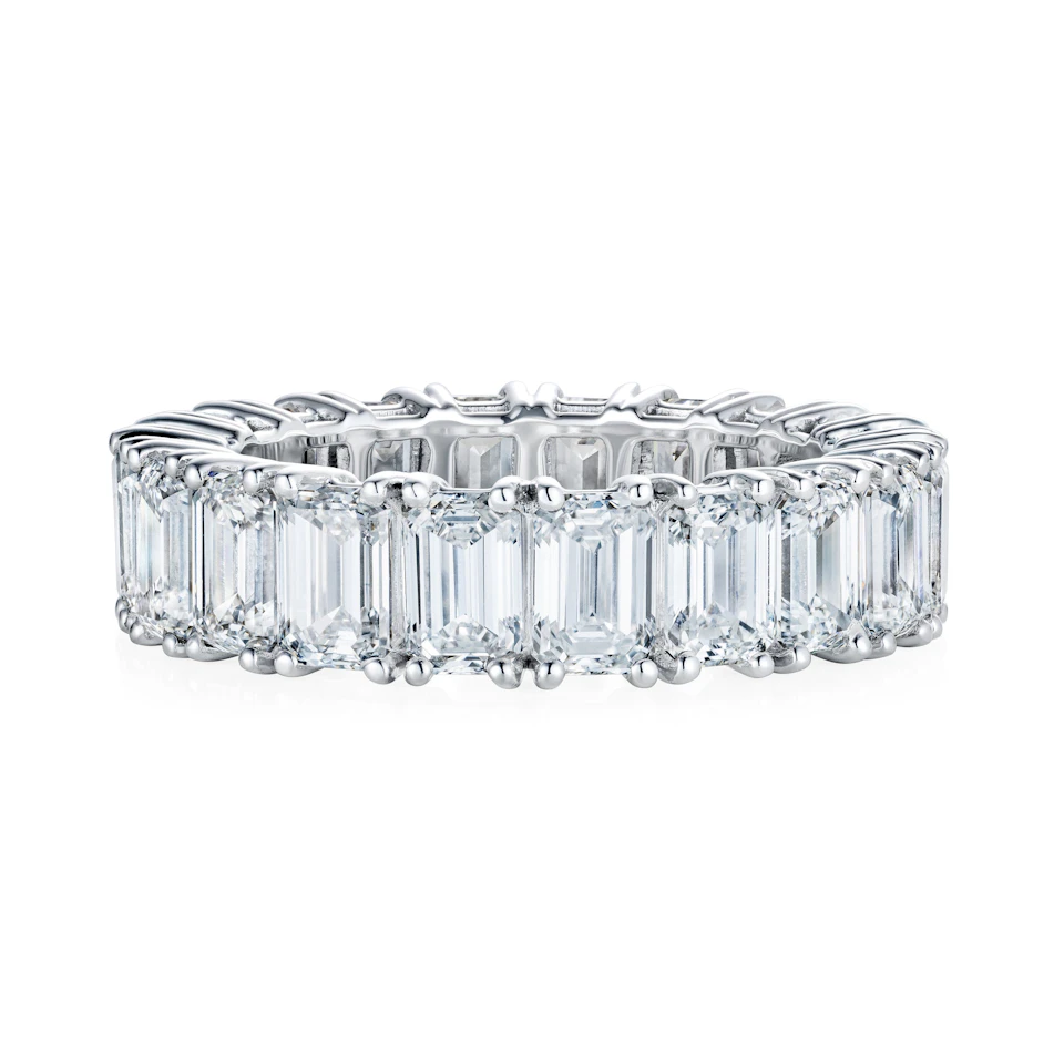 LUXE 7.00ct Lab Diamond Chloe Eternity Ring with IGI Certified Emerald-Cut Diamonds in 18K White Gold
