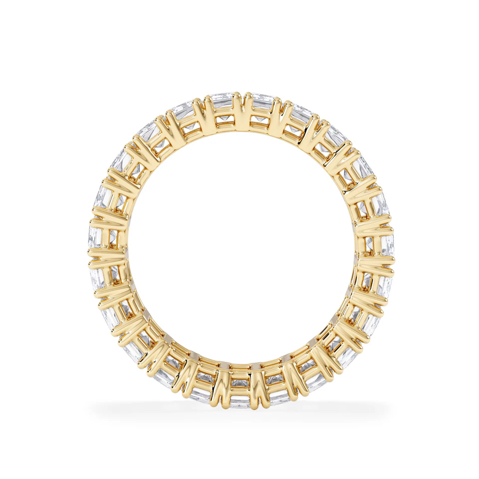 LUXE 7.00ct Lab Diamond Eternity Ring with IGI Certified Emerald-Cut Diamonds in 18K Yellow Gold