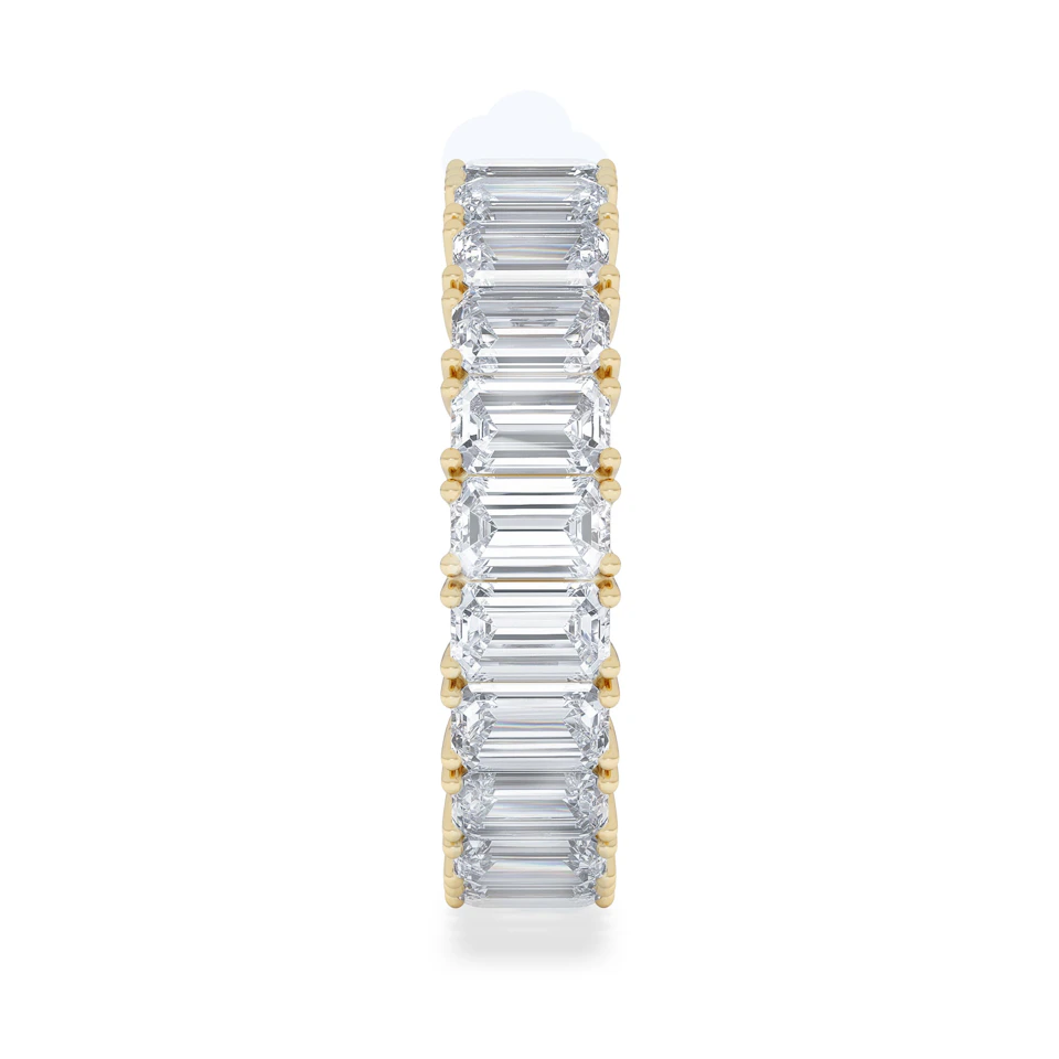 LUXE 7.00ct Lab Diamond Eternity Ring with IGI Certified Emerald-Cut Diamonds in 18K Yellow Gold