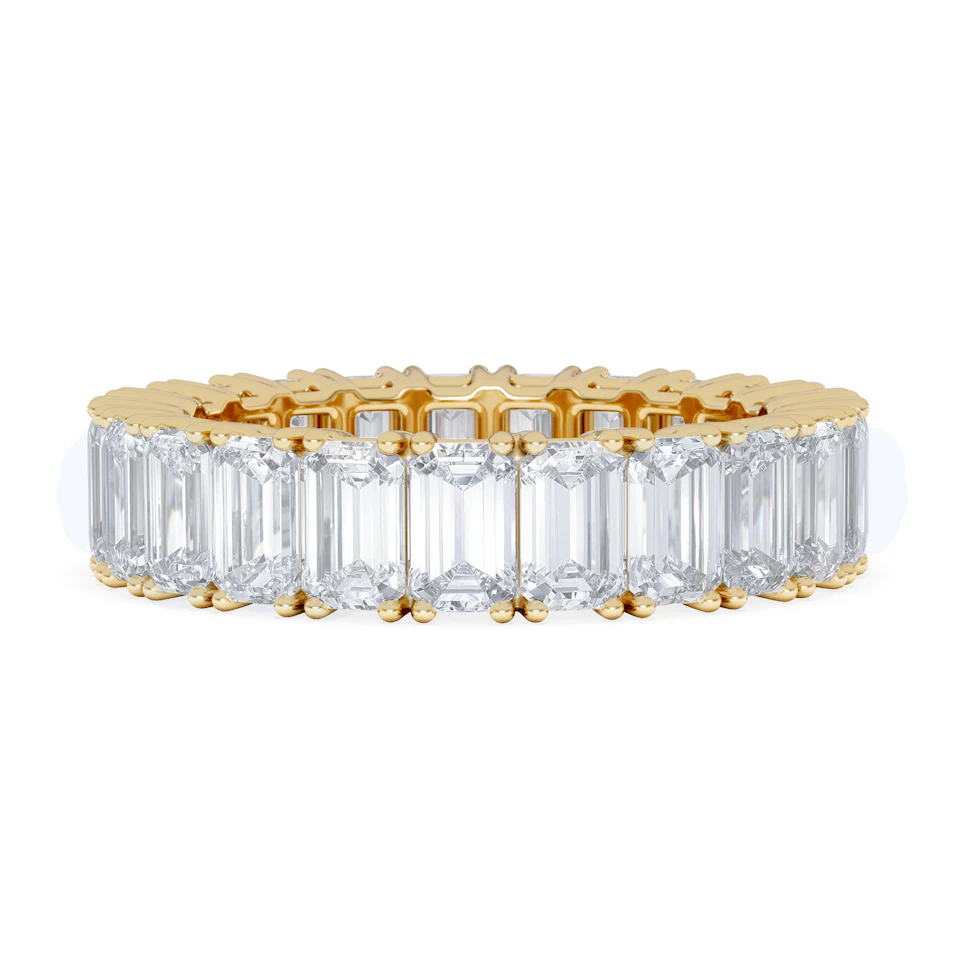 LUXE 7.00ct Lab Diamond Eternity Ring with IGI Certified Emerald-Cut Diamonds in 18K Yellow Gold