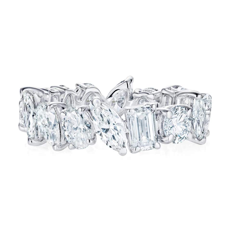 LUXE 4.00ct Lab Diamond Eternity Ring with IGI Certified Asymmetrical-Cut Diamonds in 18K White Gold