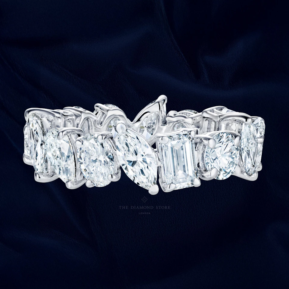 LUXE 4.00ct Lab Diamond Eternity Ring with IGI Certified Asymmetrical-Cut Diamonds in 18K White Gold