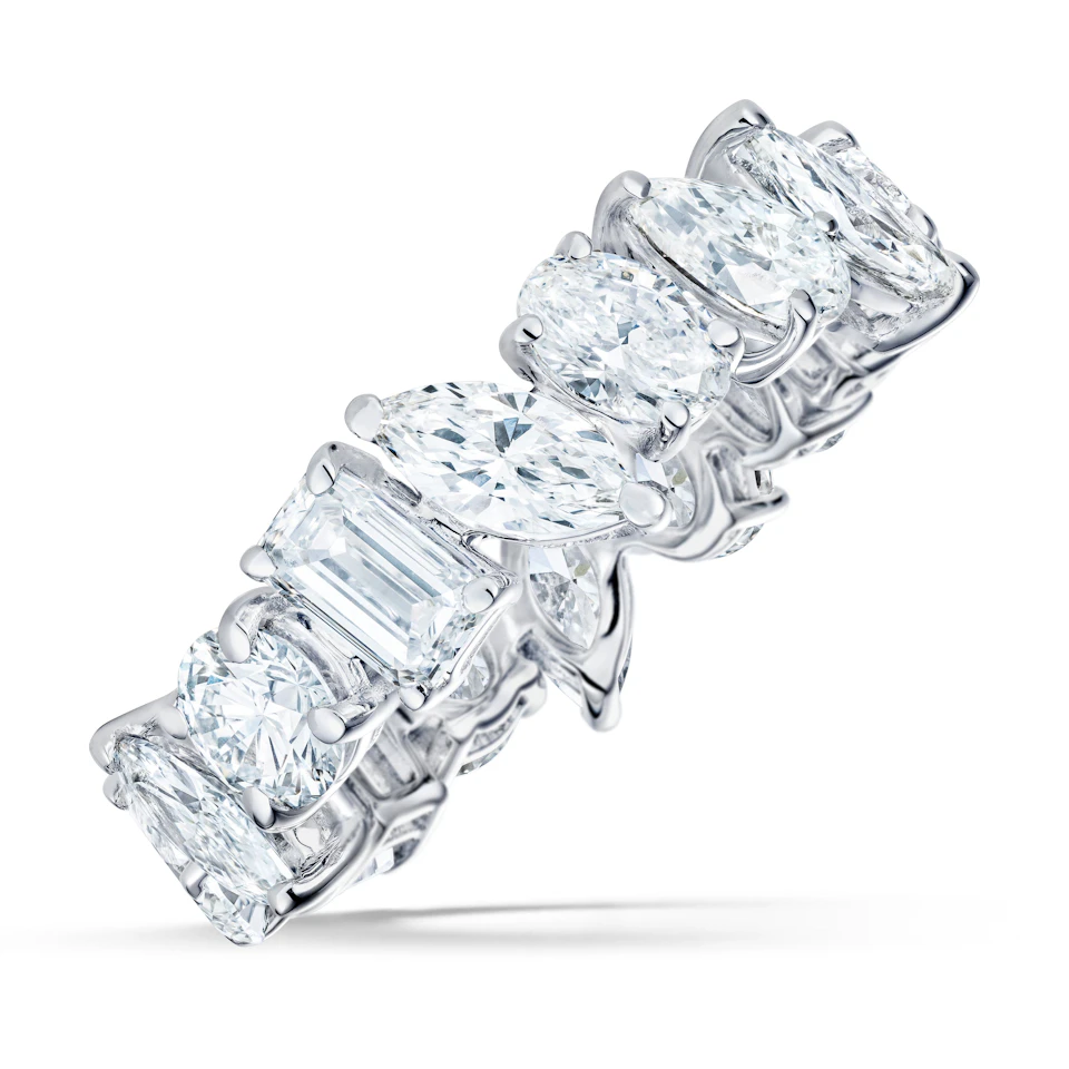 LUXE 4.00ct Lab Diamond Eternity Ring with IGI Certified Asymmetrical-Cut Diamonds in 18K White Gold