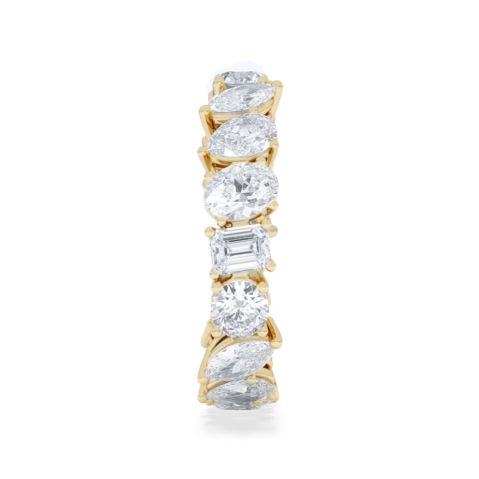 LUXE 4.00ct Lab Diamond Eternity Ring with IGI Certified Asymmetrical-Cut Diamonds in 18K Yellow Gold