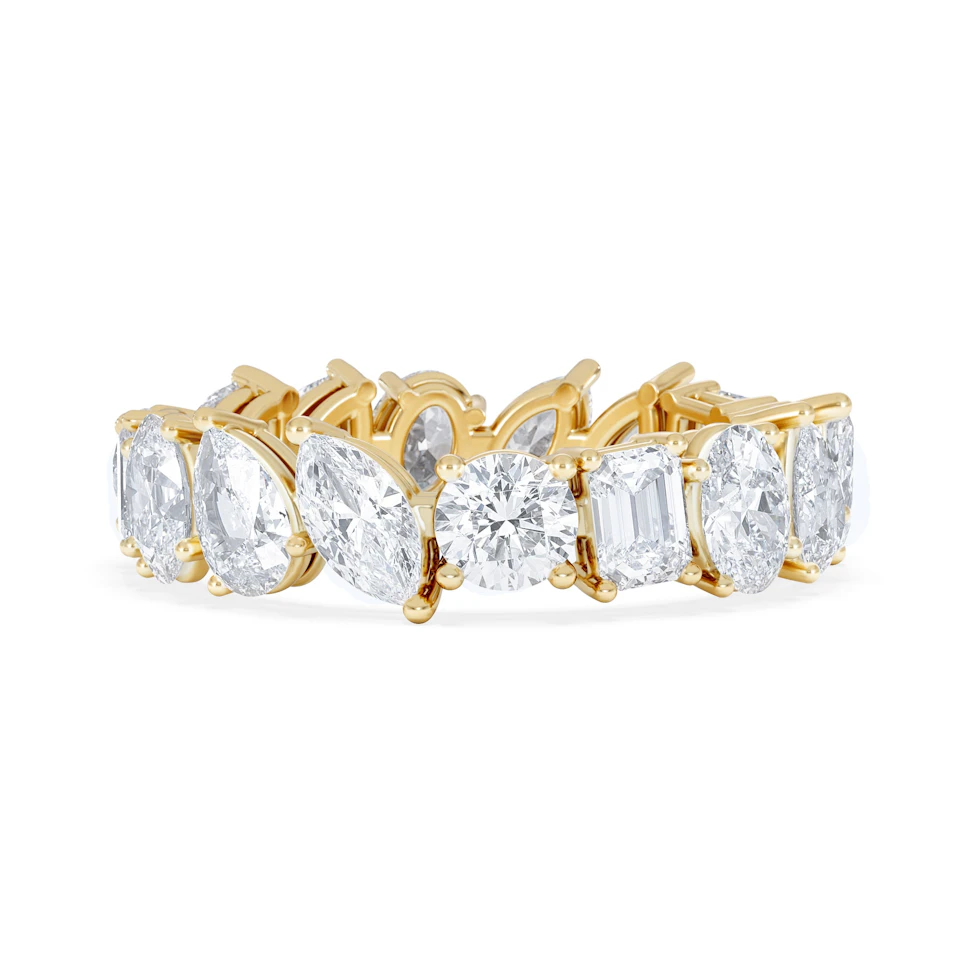 LUXE 4.00ct Lab Diamond Eternity Ring with IGI Certified Asymmetrical-Cut Diamonds in 18K Yellow Gold