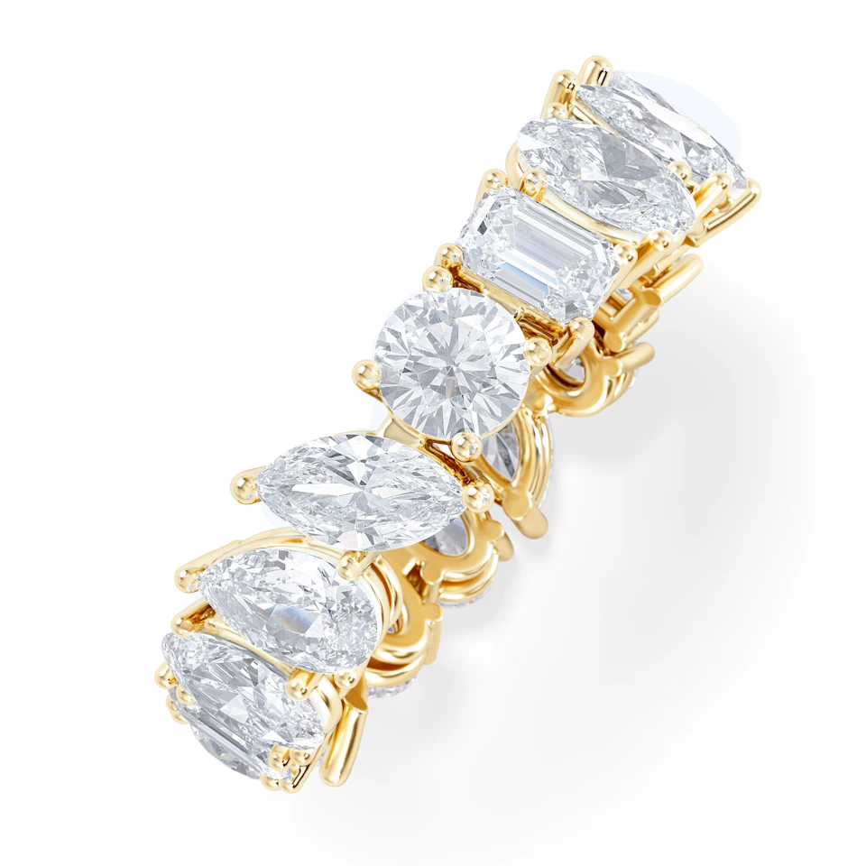 LUXE 4.00ct Lab Diamond Eternity Ring with IGI Certified Asymmetrical-Cut Diamonds in 18K Yellow Gold