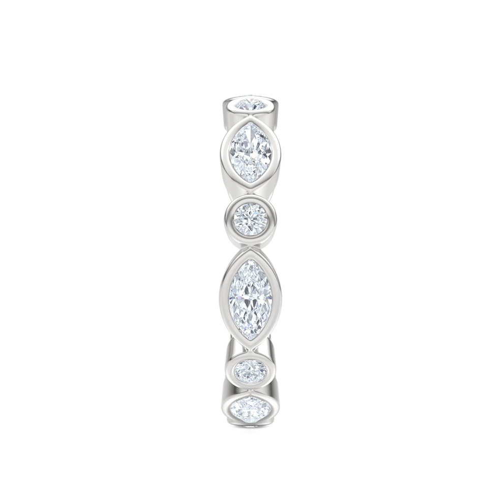 Skyline 1.13ct Marquise and Round Cut Lab Diamond Eternity Ring in 14K White Gold
