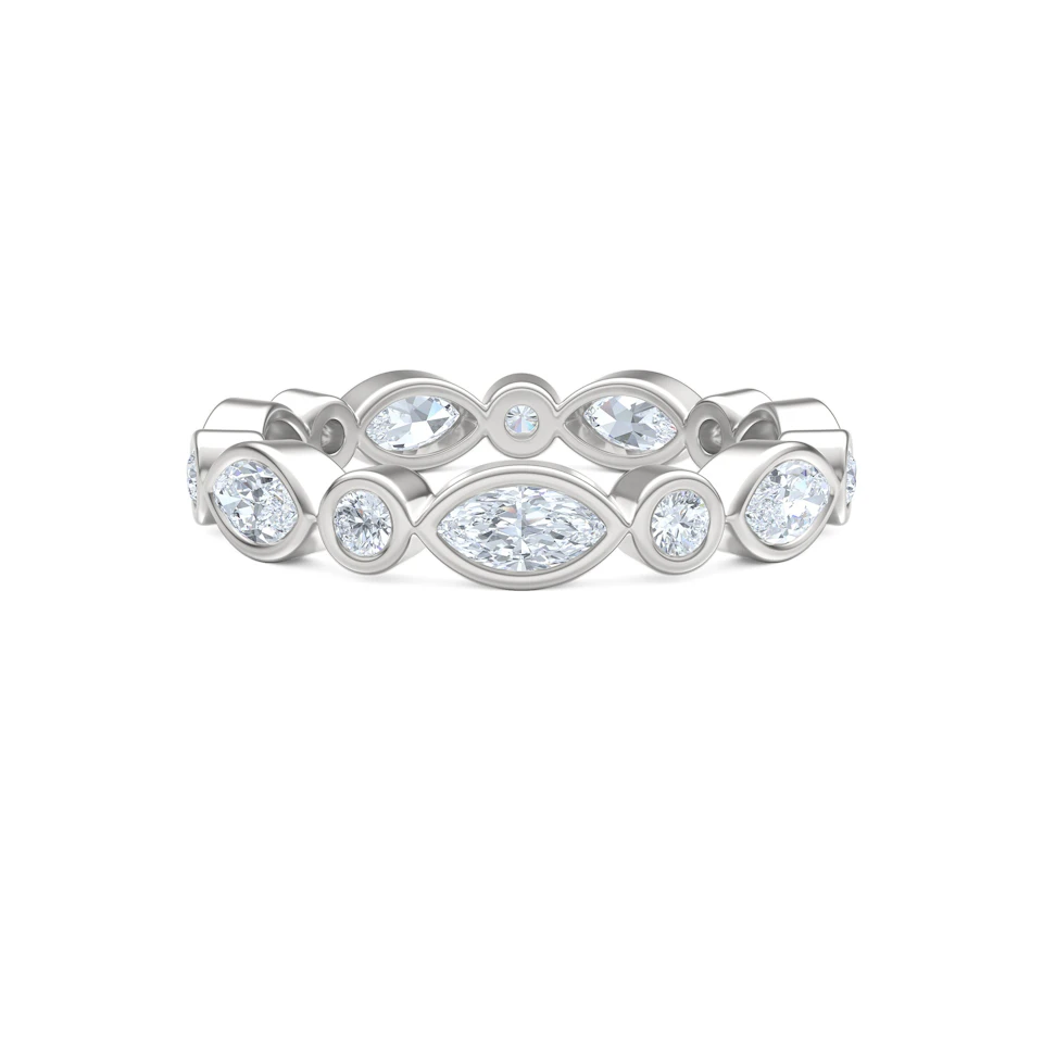 Skyline 1.13ct Marquise and Round Cut Lab Diamond Eternity Ring in 14K White Gold