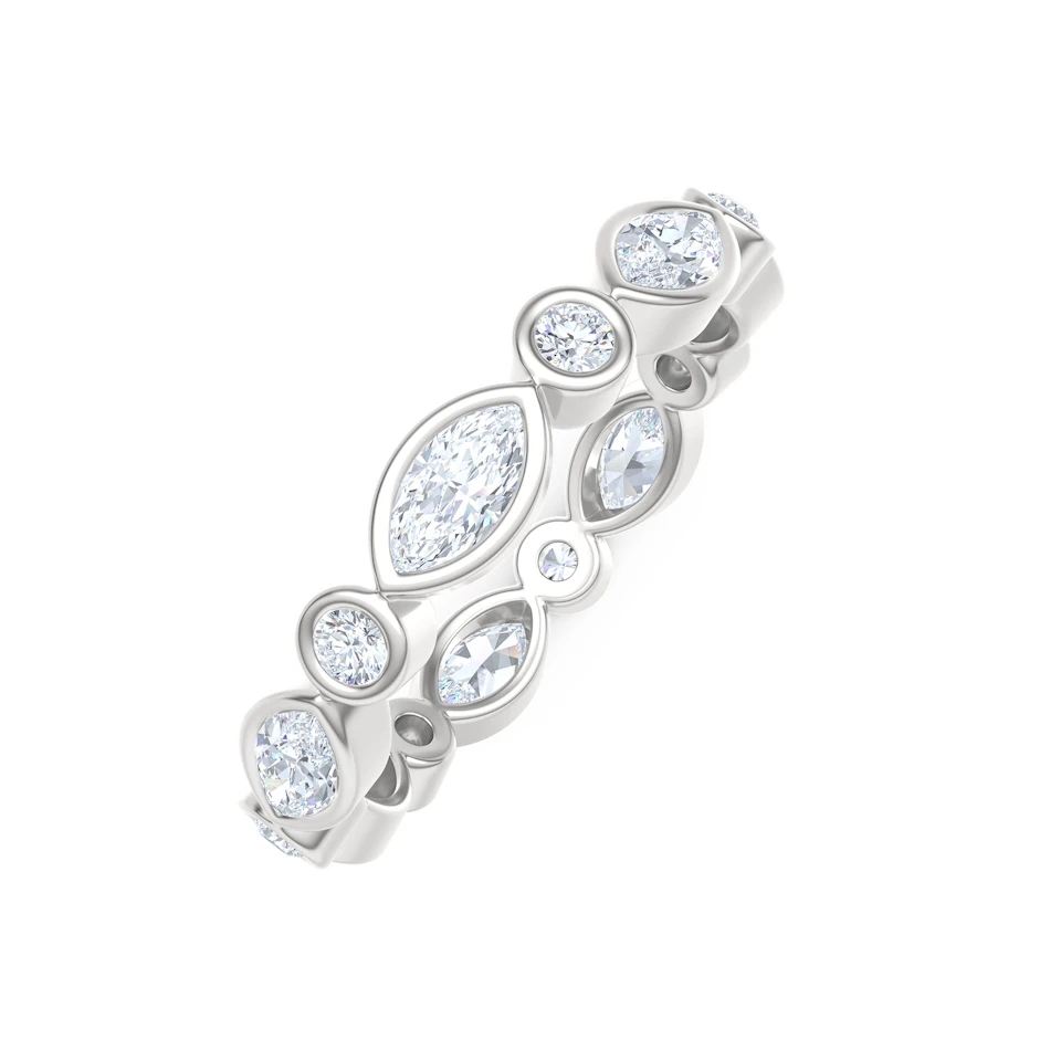 Skyline 1.13ct Marquise and Round Cut Lab Diamond Eternity Ring in 14K White Gold