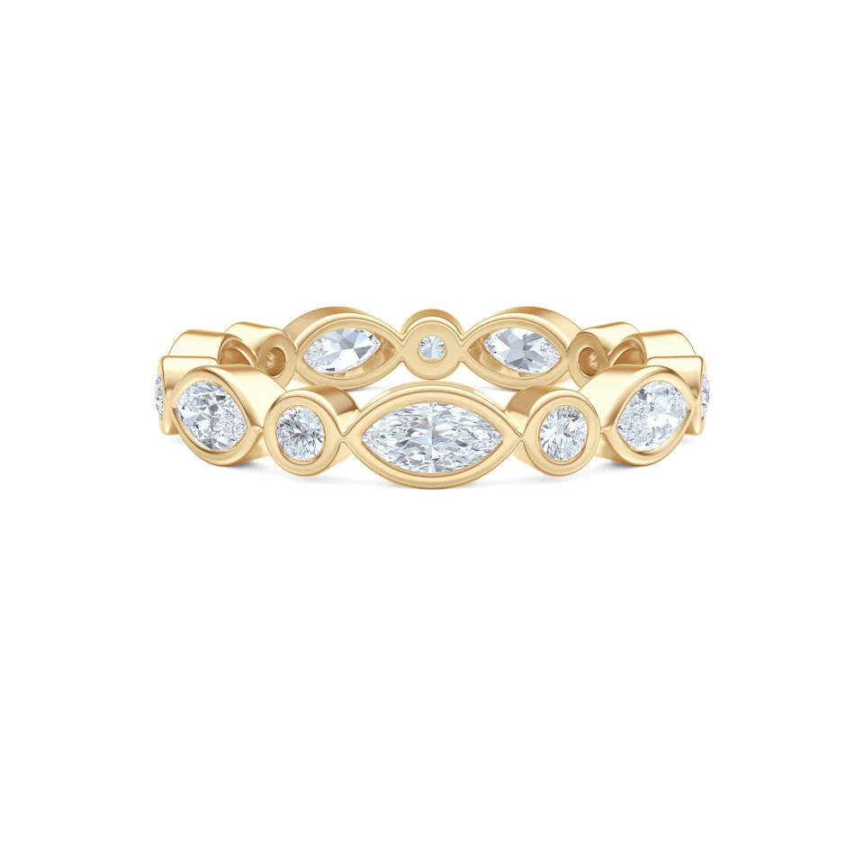 Skyline 1.13ct Marquise and Round Cut Lab Diamond Eternity Ring in 14K Yellow Gold