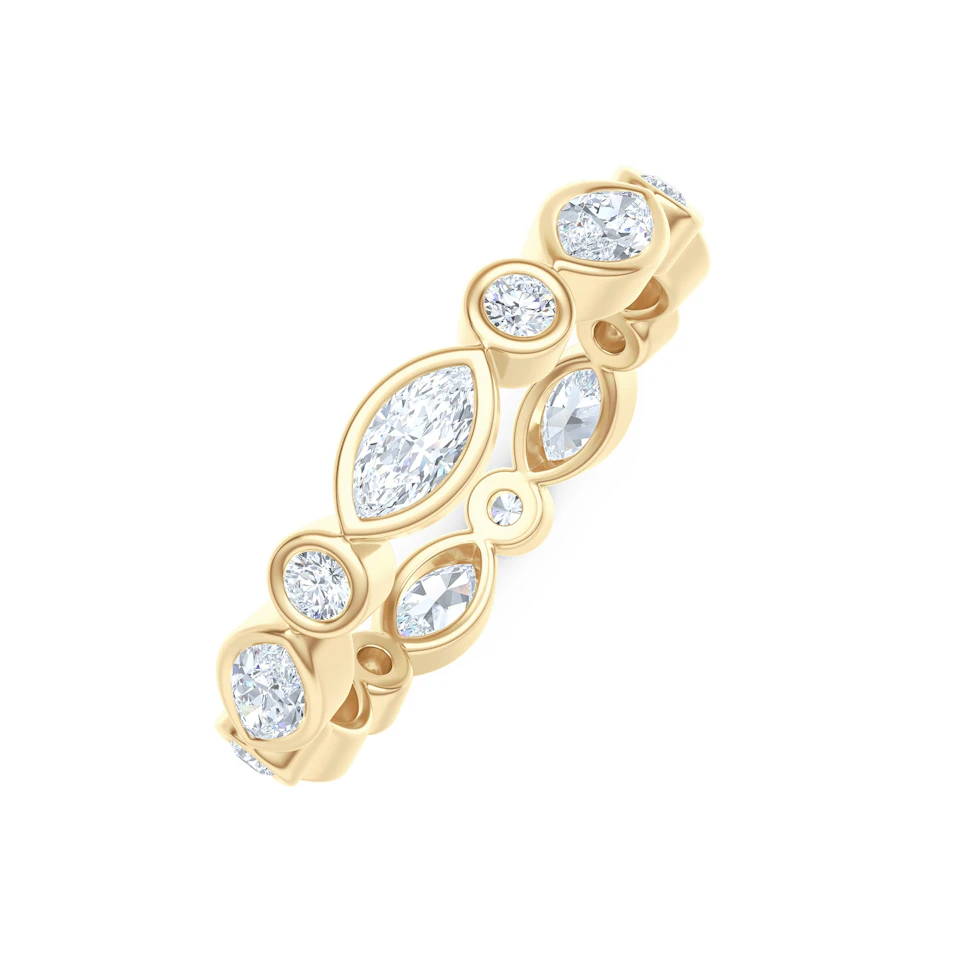 Skyline 1.13ct Marquise and Round Cut Lab Diamond Eternity Ring in 14K Yellow Gold