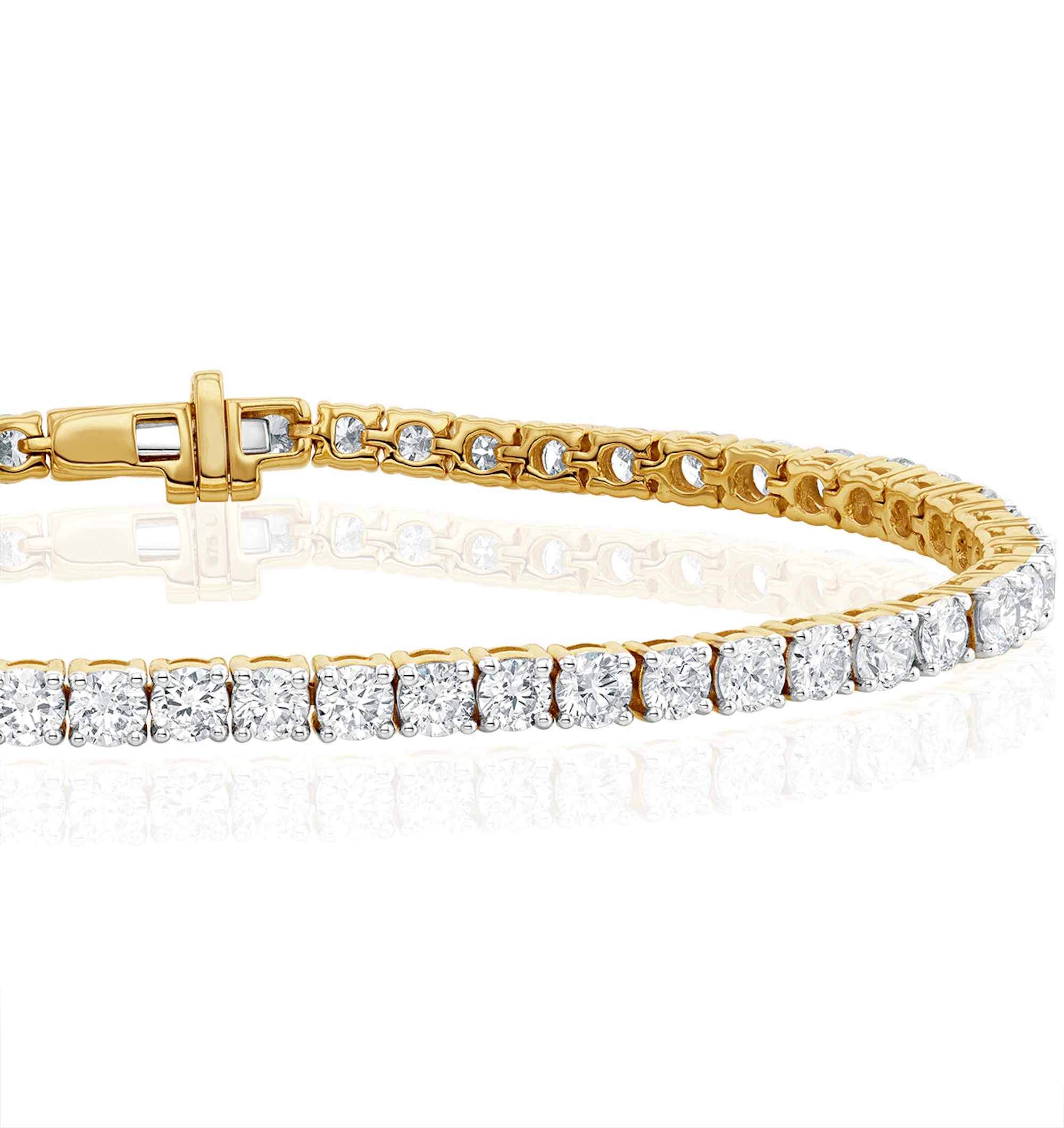 8ct Lab Diamond Tennis Bracelet Claw Set in 9K Yellow Gold