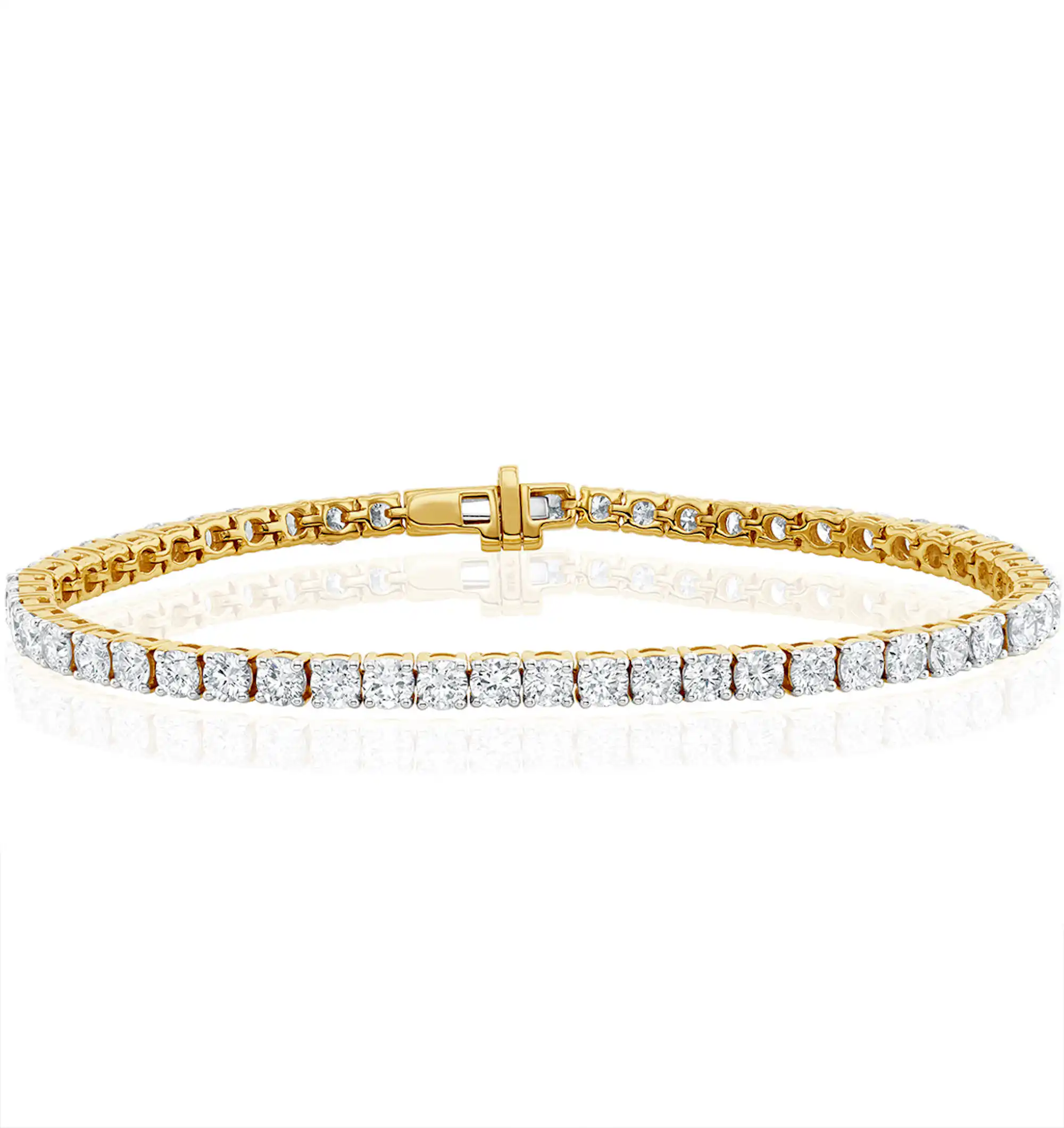 10ct Lab Diamond Tennis Bracelet Claw Set in 9K Yellow Gold