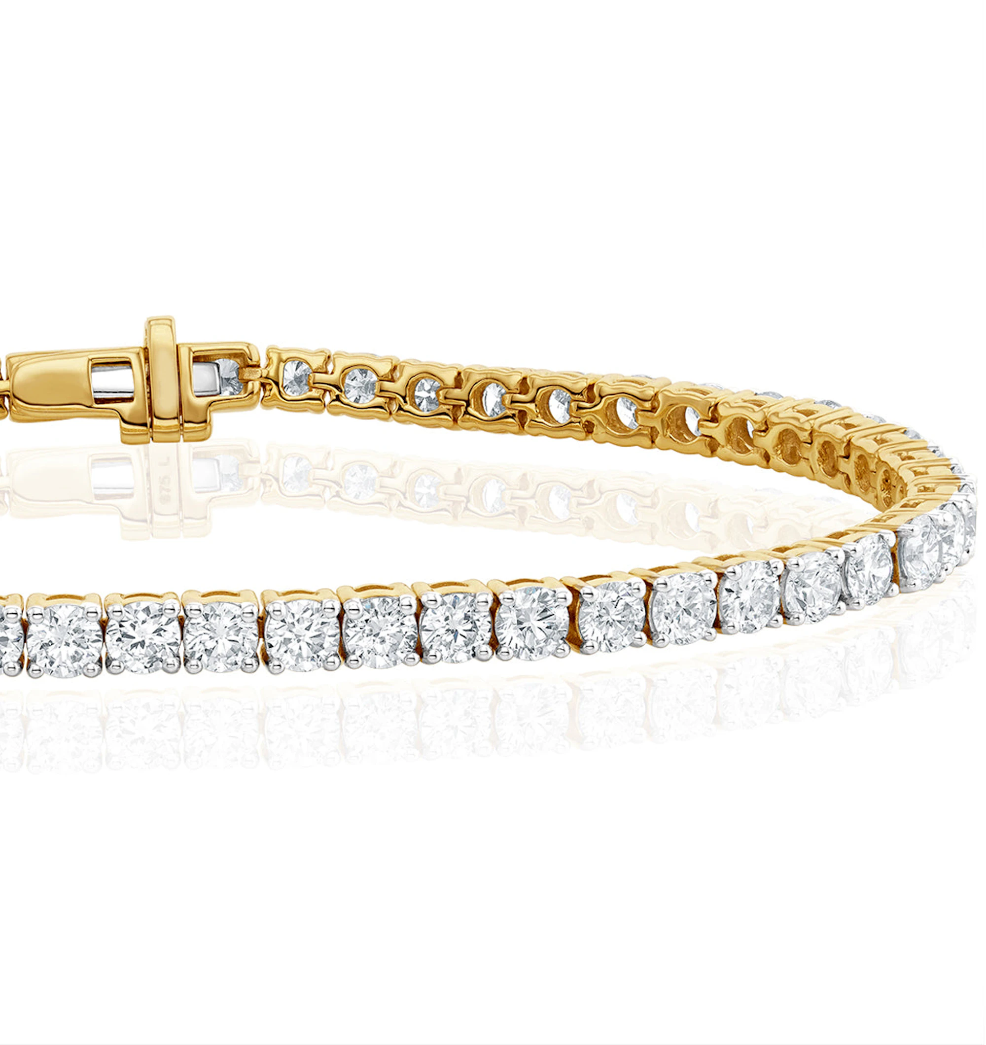 10ct Lab Diamond Tennis Bracelet Claw Set in 9K Yellow Gold