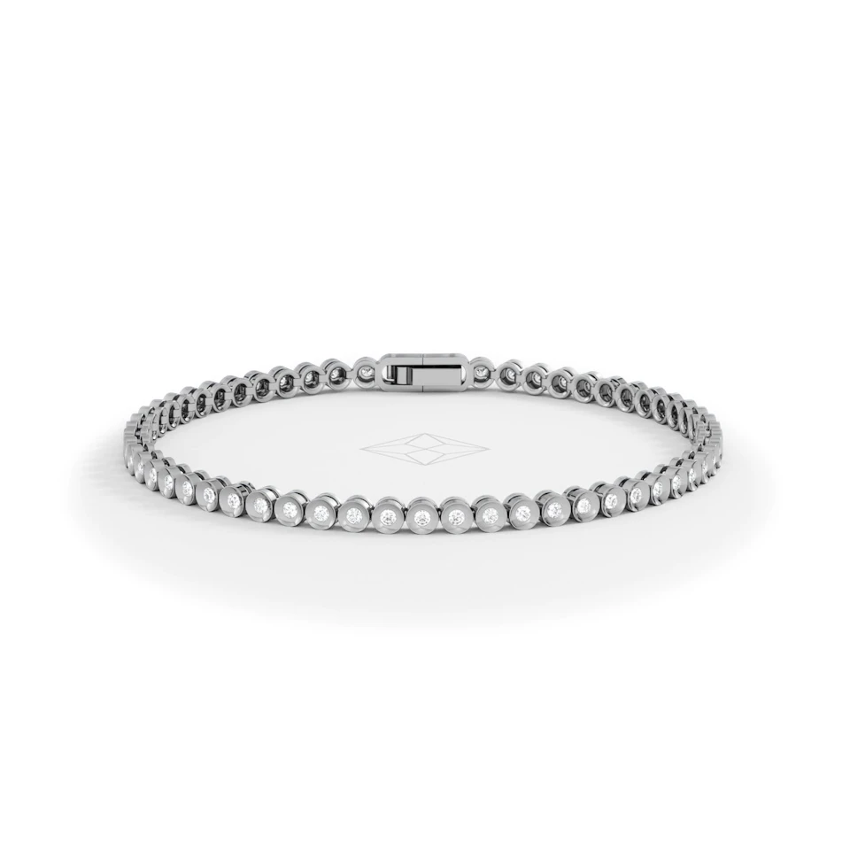 1ct Lab Diamond Tennis Bracelet Rub Over Style in 9K Yellow Gold