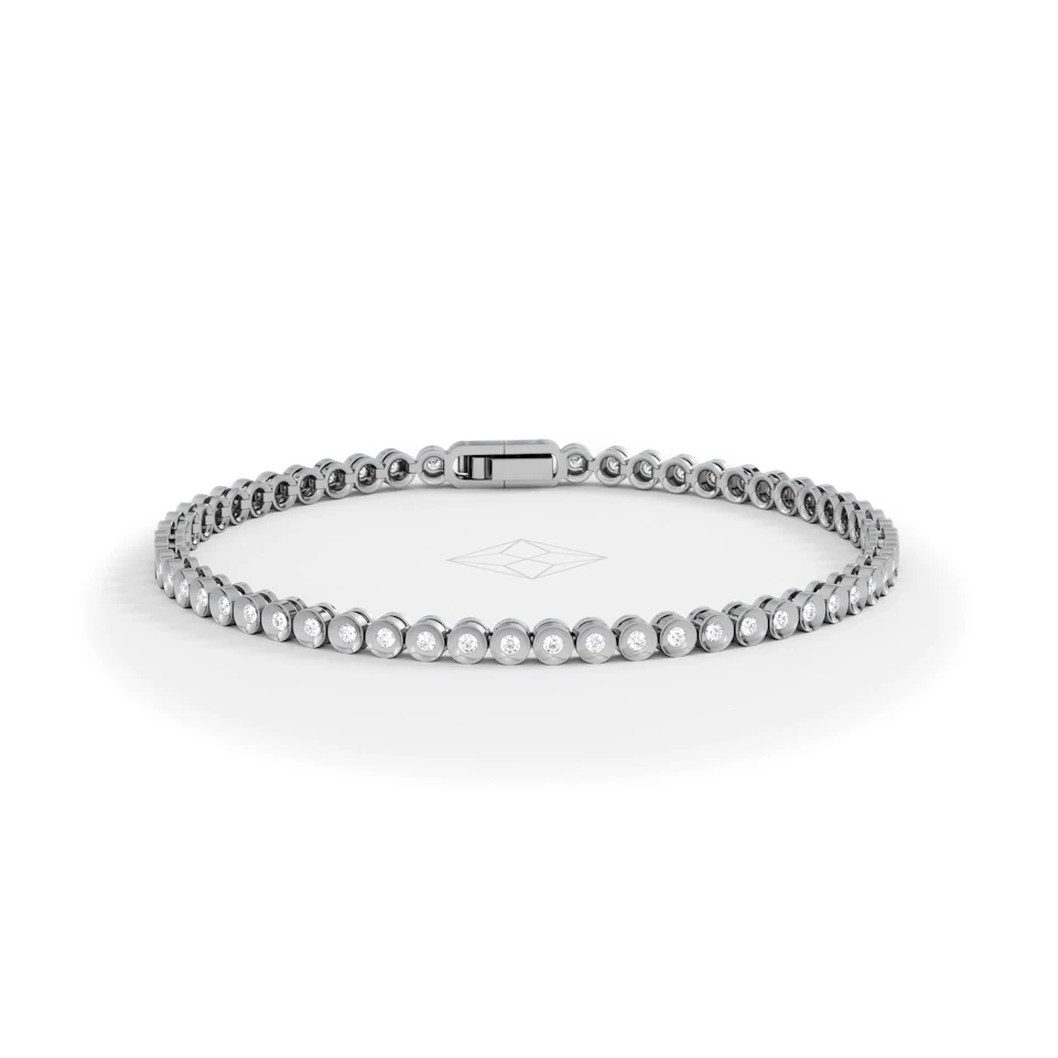1ct Lab Diamond Tennis Bracelet Rub Over Style in 9K Yellow Gold