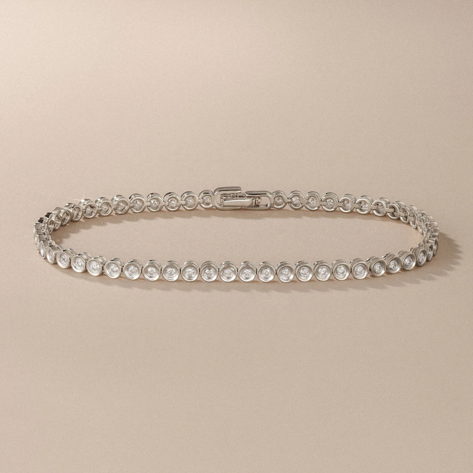 1ct Lab Diamond Tennis Bracelet Rub Over Style in 9K Yellow Gold