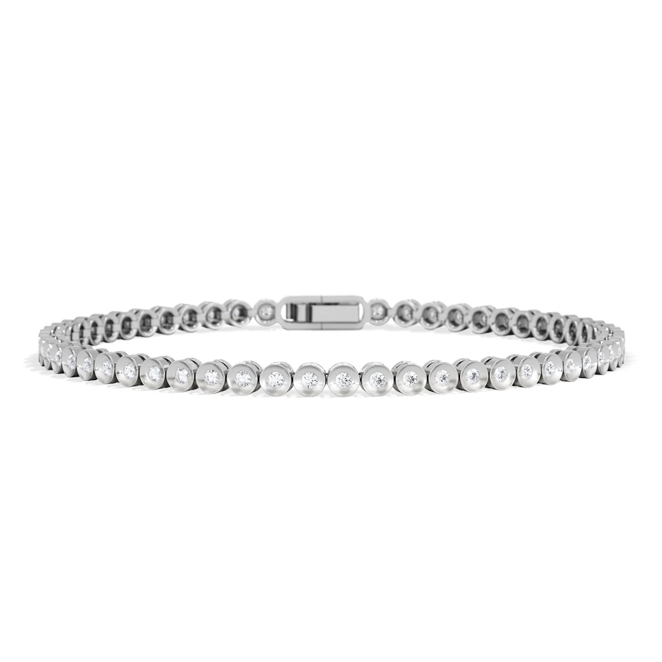 1ct Lab Diamond Tennis Bracelet Rub Over Style in 925 Sterling Silver