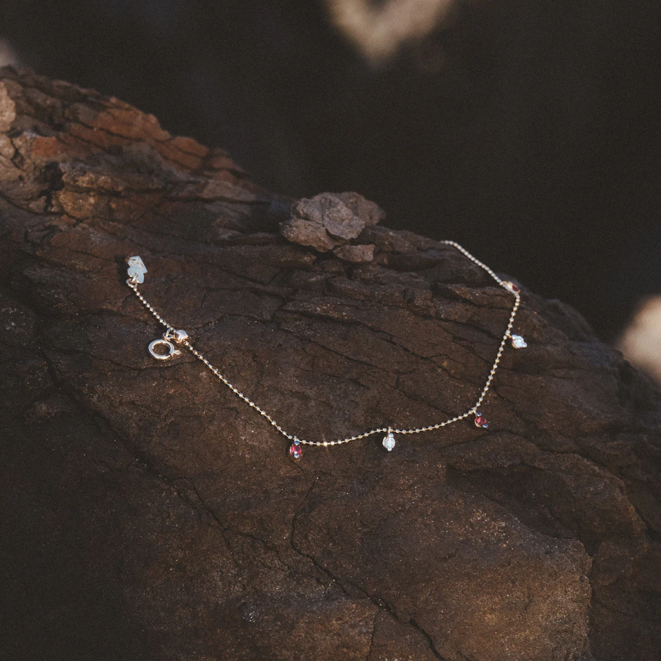Vivara Lab Ruby and Lab Diamond Necklace Set in 9K Yellow Gold