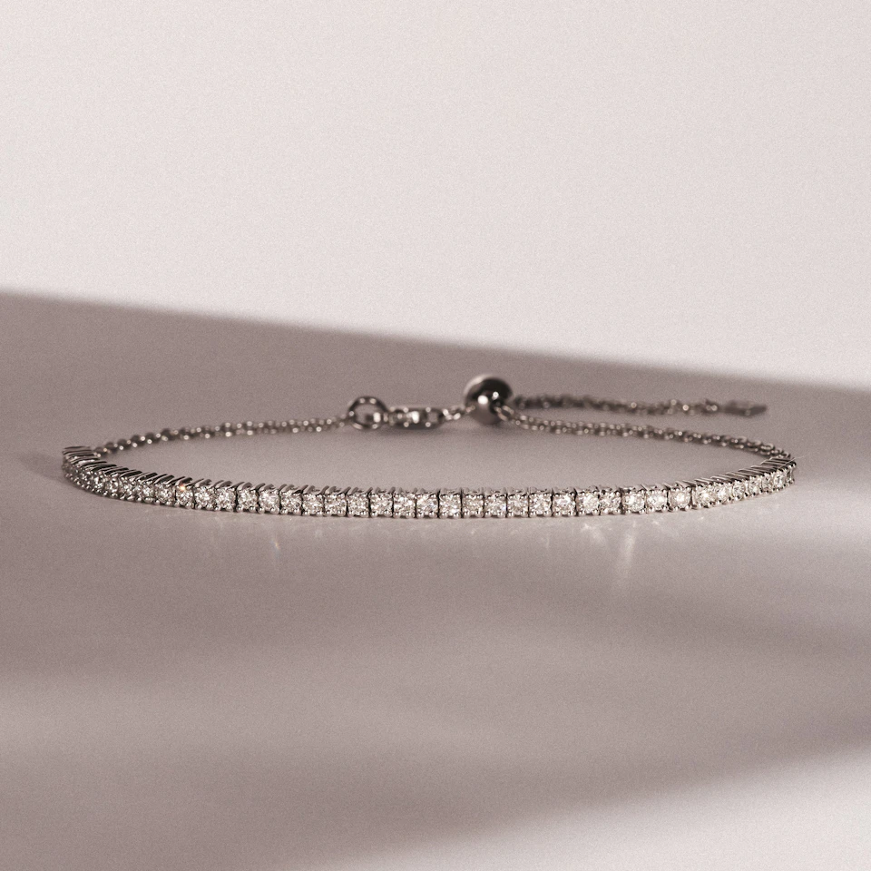Adjustable Lab Diamond Tennis Bracelet 1.00ct in 925 Silver