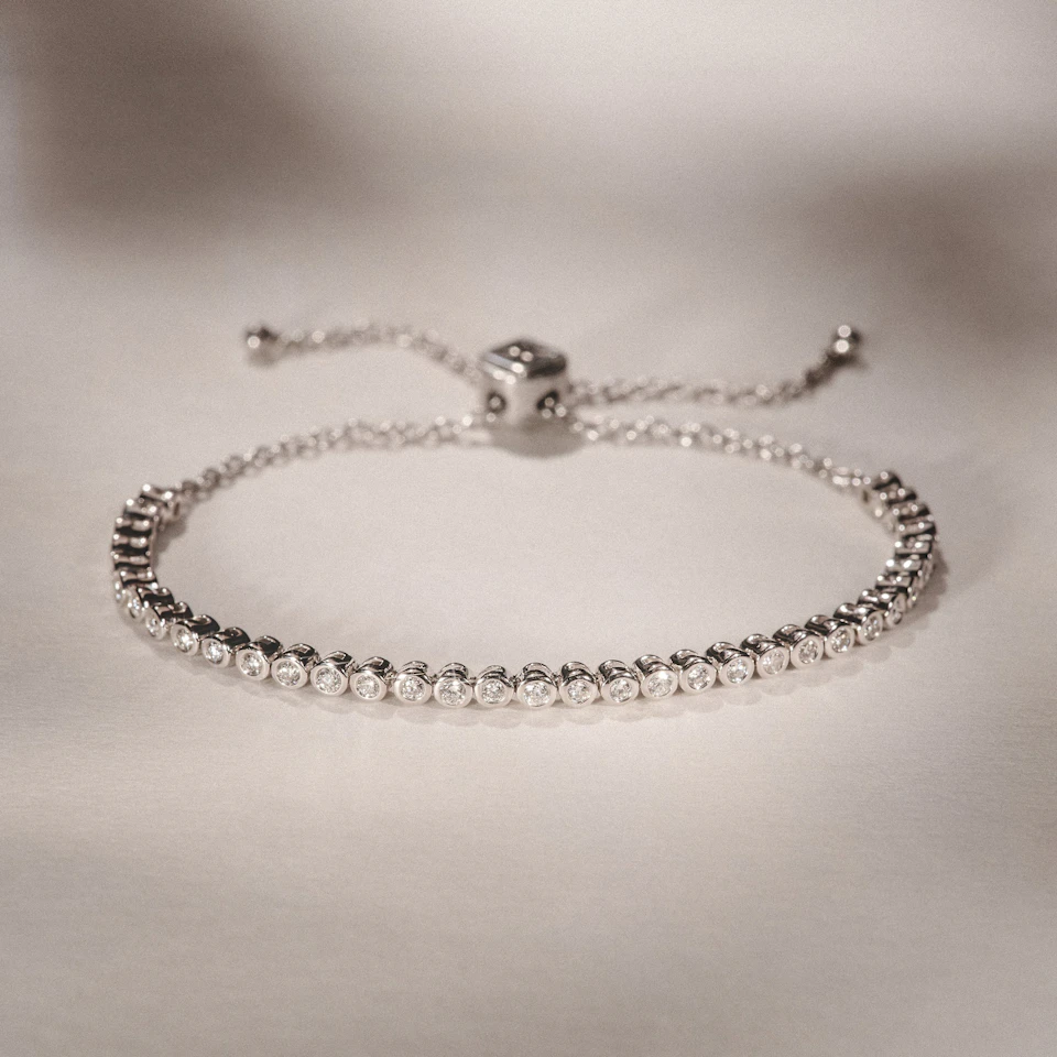 Lab Diamond Bezel Rubover Tennis Bracelet 0.50ct in 925 Silver
