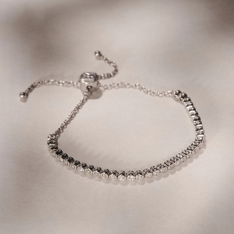 Lab Diamond Bezel Rubover Tennis Bracelet 0.50ct in 925 Silver