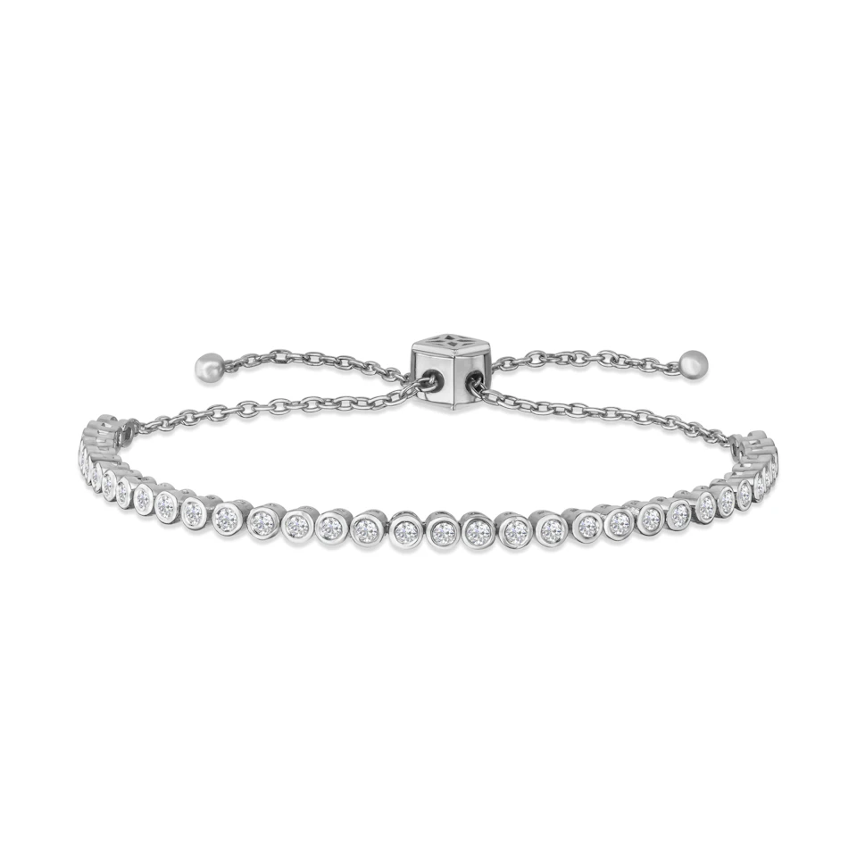 Lab Diamond Bezel Rubover Tennis Bracelet 0.50ct in 925 Silver