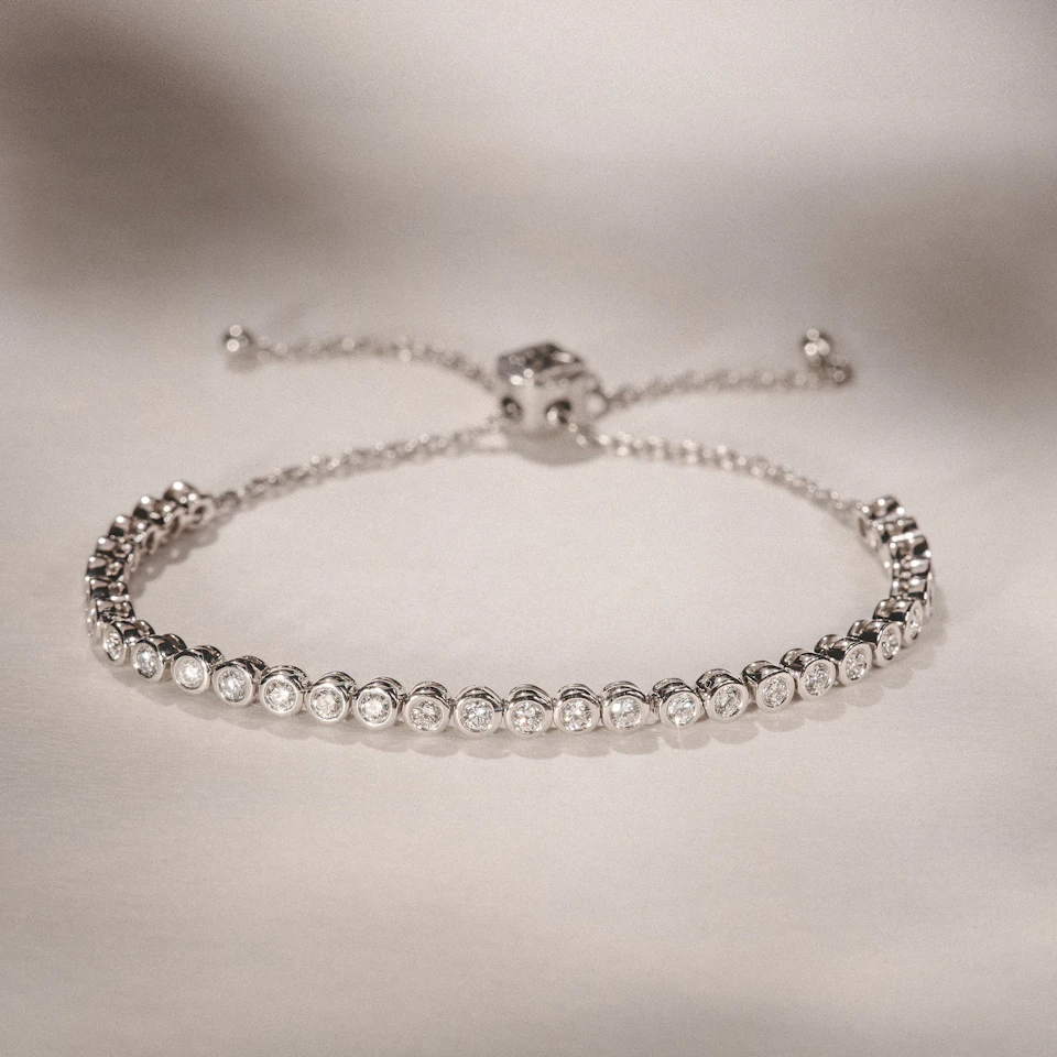 Lab Diamond Bezel Rubover Tennis Bracelet Tennis Bracelet 1.00ct in 925 Silver