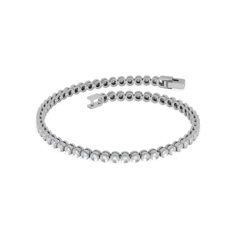 0.50ct Round Cut Lab Diamond Bezel Tennis Bracelet in Sterling Silver