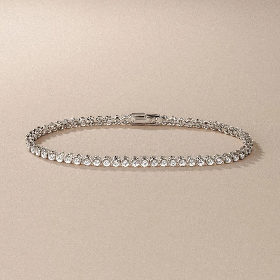 0.50ct Round Cut Lab Diamond Bezel Tennis Bracelet in Sterling Silver
