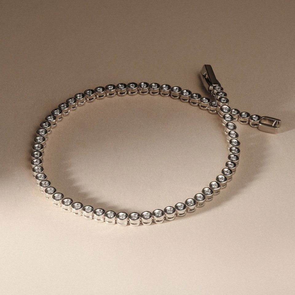 0.50ct Round Cut Lab Diamond Bezel Tennis Bracelet in Sterling Silver