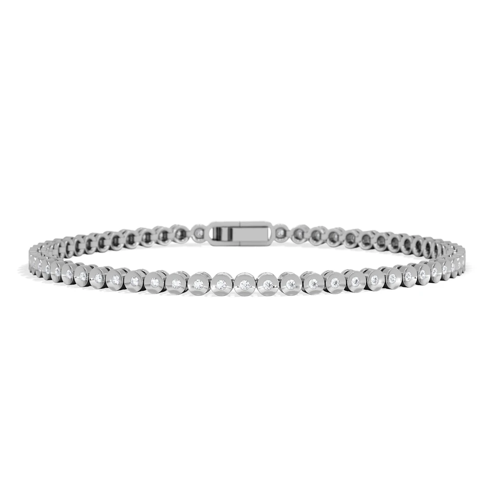 0.50ct Round Cut Lab Diamond Bezel Tennis Bracelet in Sterling Silver