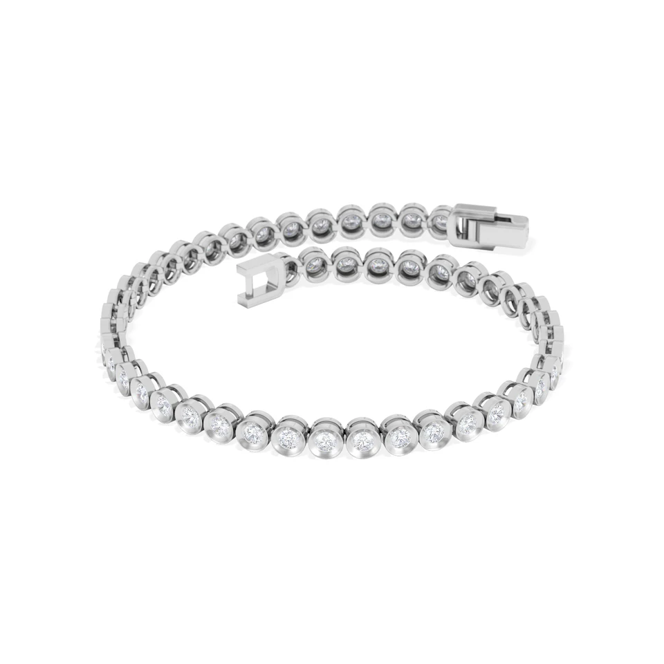 2.00ct Round Cut Lab Diamond Bezel Tennis Bracelet in Sterling Silver