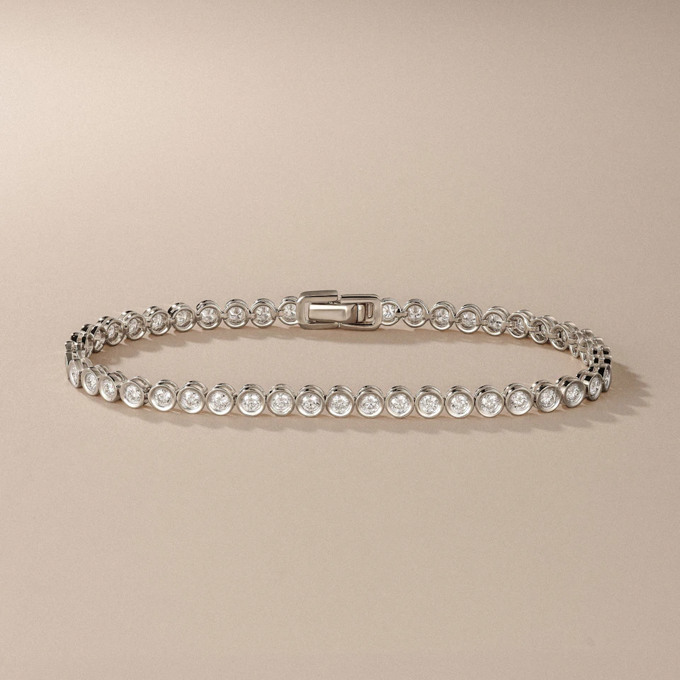 2.00ct Round Cut Lab Diamond Bezel Tennis Bracelet in Sterling Silver