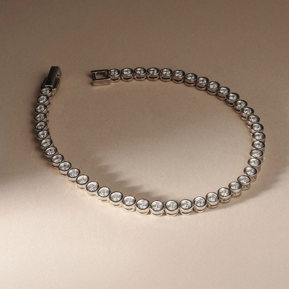 2.00ct Round Cut Lab Diamond Bezel Tennis Bracelet in Sterling Silver