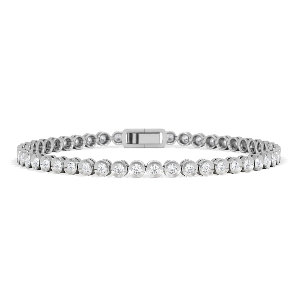 2.00ct Round Cut Lab Diamond Bezel Tennis Bracelet in Sterling Silver