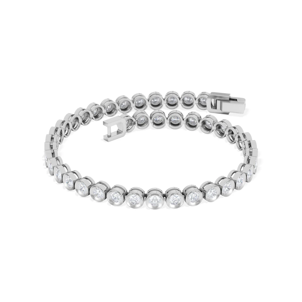 3.00ct Round Cut Lab Diamond Bezel Tennis Bracelet in Sterling Silver