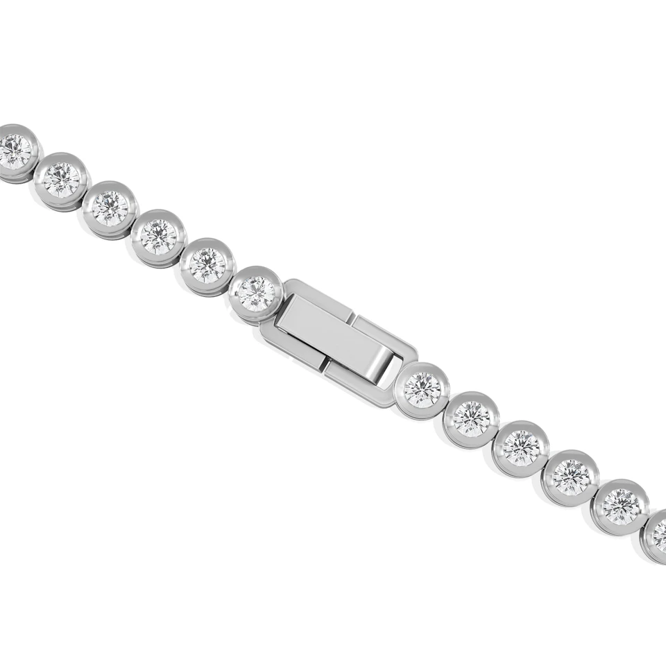3.00ct Round Cut Lab Diamond Bezel Tennis Bracelet in Sterling Silver
