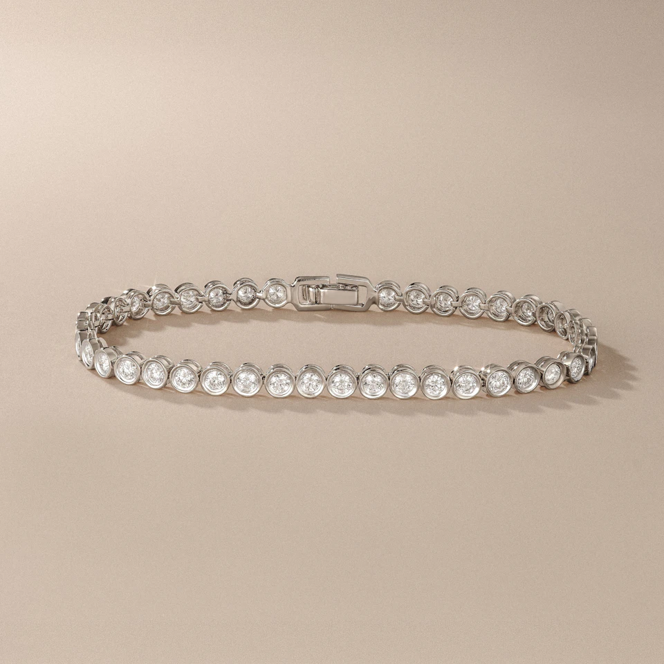 3.00ct Round Cut Lab Diamond Bezel Tennis Bracelet in Sterling Silver