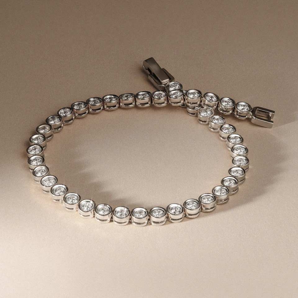 3.00ct Round Cut Lab Diamond Bezel Tennis Bracelet in Sterling Silver