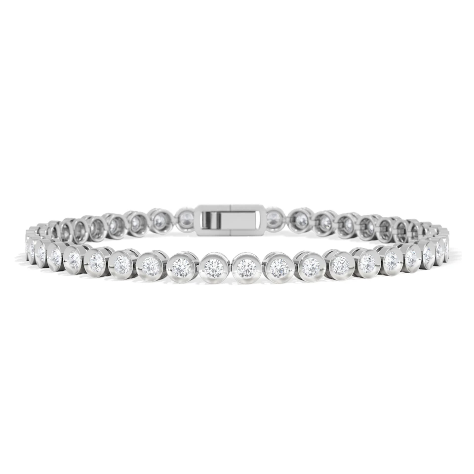 3.00ct Round Cut Lab Diamond Bezel Tennis Bracelet in Sterling Silver